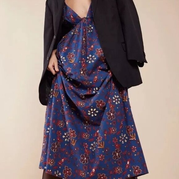 NEW Free People All the Jewels blue floral beaded maxi dress embellished - Picture 11 of 11